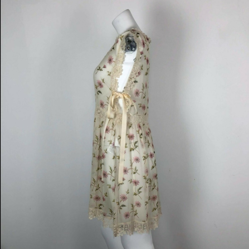 Red Valentino Silk Floral Shift Dress Lace Crochet - Picture 3 of 6
